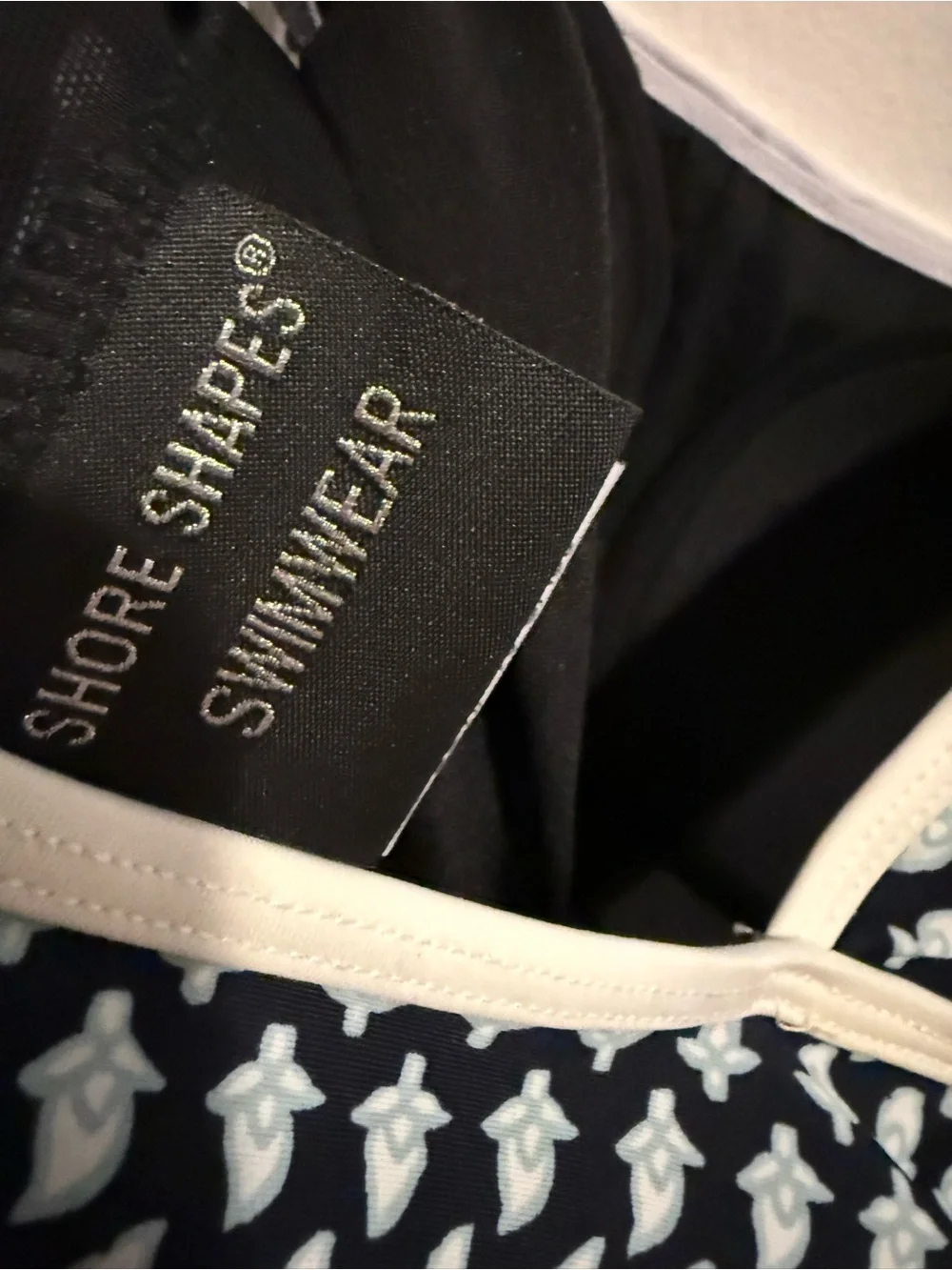 Shore Shapes Swimdress One Piece Swimsuit Navy Floral Block Print Skirted Size 6